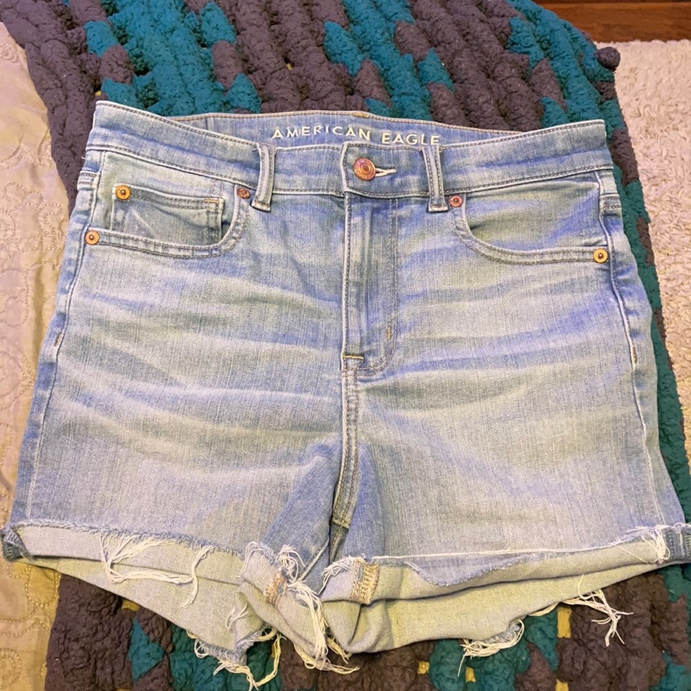 American Eagle High rise stretch jean shorts 2